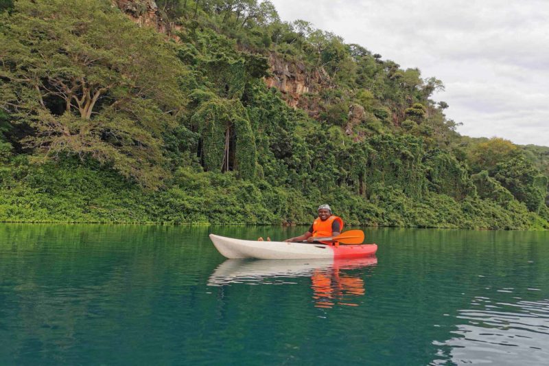 Canoeing in Lake Chala